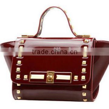 Superior Lacquer Leather Youth Clinch Bolt Style Fasion Handbag