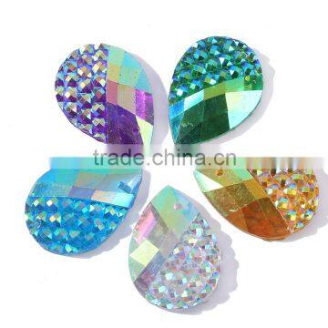 17*25mm flatback crystal rehinestone, teardrop shape mix color for clothing cabochon resin