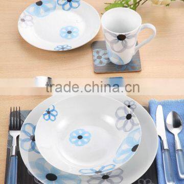 sky blue flower round hp dinner set