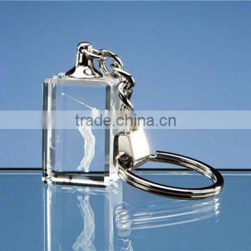 Wholesale 3d laser engraved custom logo crystal keychain with led light for promotional gifts