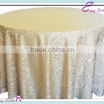 YHT#23 champagne damask polyester banquet wedding wholesale cheap table cloth linen overlay                        
                                                Quality Choice