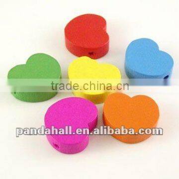 Colored Wood Heart Beads(TB109Y)