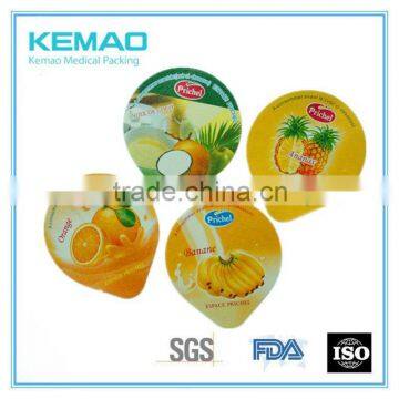 plastic yogurt cup lid with colorful printed