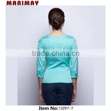 2015 Fashion Latest Design 3/4 Long Sleeves Tops Images of Ladies Casual Tops photo-2
