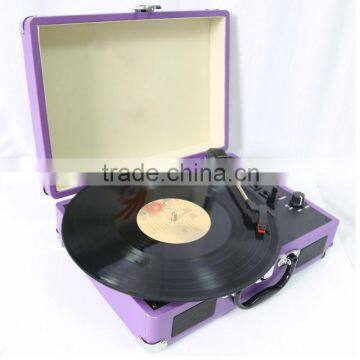 Suitcase turntable vinyl record player gramophone with build-in battery,PC encoding