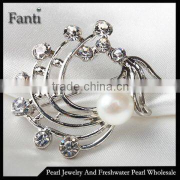 Bezel jewelry corsage freshwater pearl brooch