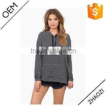 2016 fall New fashion stripe two tone wholesael bulk hoodies for women