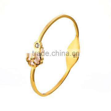 Classical Design Four Clover Diamond Stainles Steel Bangle