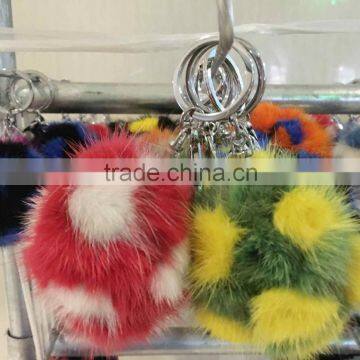 Customize Fur Ball Keychain For Promotion Gift / Mink Fur Pompoms photo-2