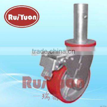 Scaffold caster wheel with brake