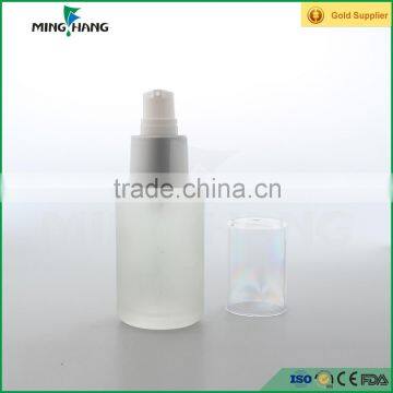 65ml frosted round glass lotion bottle with clear cap