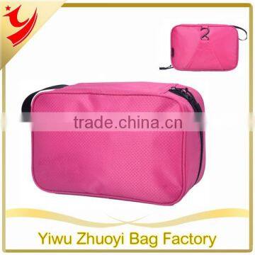 2015 New Polyester Nylon Material Hanging Toiletry Bags with Hook