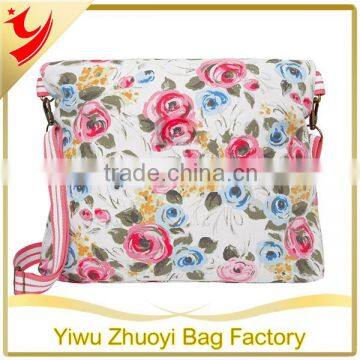 Painterly Rose And Button Spot Reversible Folded Messenger Bag