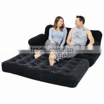 Comfortable inflatable air mattress/air sofa with flocked surface