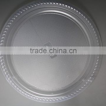 Whole sale 10 inch transparent round shape PS plastic white plate