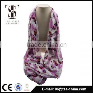 hot new design of women loop floral print viscose scarf neck warm scarf