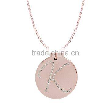 Silver/Brass in 14k White Gold or Rose Gold Collection in Italics Alphabet 'K' Customize Design Pendants photo-2