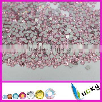 New 2014! High Quality Pink color Flat back non hot fix rhinestones nail art Strass crystal beads For DIY