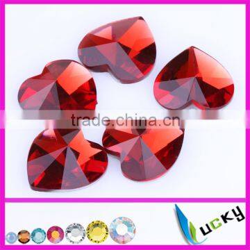 2016 new LUCKY high quality sew-on flat back heart shape acrylic stone ,acryl strass with/without holes