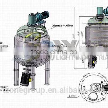 Horizontal inline homogenize disperse vacuum tank single layer tank system