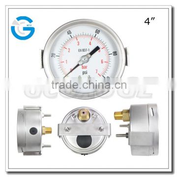 High quality stainless steel case panel mount bar pressure gauge with U-clamp