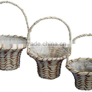 Corn leaf rope 3 pcs Basket set with handle 10"-12-14"