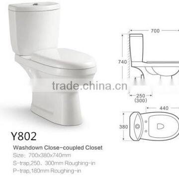 Sanitary Ware Ceramic wc Toilet Washdown s Trap p Trap Two Piece Toilet China Supplier Cheap Toilet on Sale Y802 photo-6