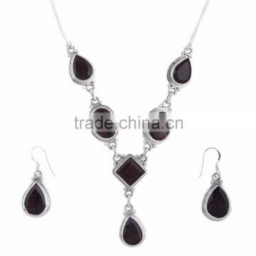 Sterling silver jewelry sets wholesale Indian jewelry semi precious stone necklace earrings