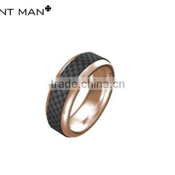 OEM Customize wholesale rose gold plating titanium rings mens carbon fiber titanium ring band