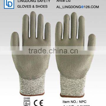 high quality level 3 cut resistant PU coated glove