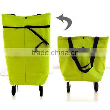 NEW POP design folding shopping bag with wheels, easy to use, easy to carry