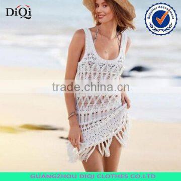 Beach Wear Sexy Women Crochet Tassels Hem Dress