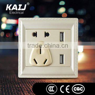 Wall Mounted multi function socket with 2 usb port outlet difference decorative design