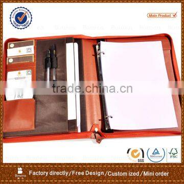 High Quality Vintage PU Leather Portfolio With Tote / 3 Metal Ring Binder Folder photo-4