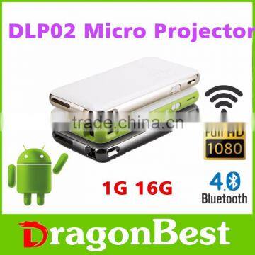 Android 4.4 1G 16G Digital Projector DLP02 Android LED Lamp Smart projector 1080p HD media player