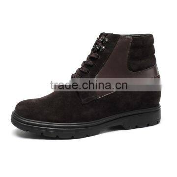 Tall men boots suede leather height increasing shoes hiking ankle boots