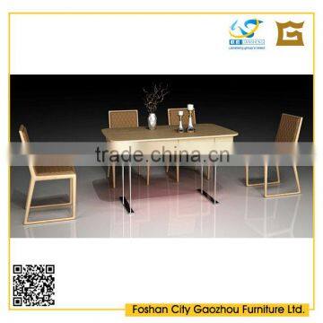 latest design modern wooden table top stainless steel frame with drawers dining table and dining chair set