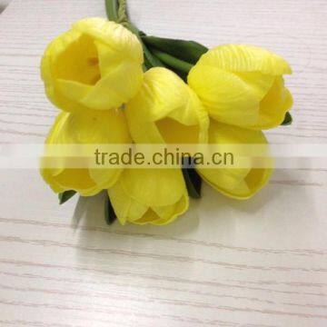 Cheap wholesale yellow tulip artificial fake tulip bouquet with 6 head for sale