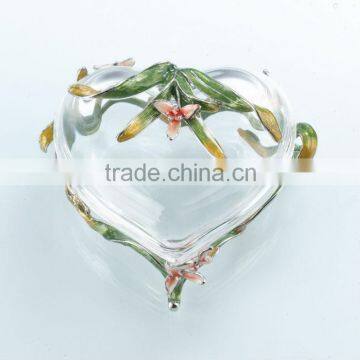 RORO Chanson orchid enamel crystal glass jewel box