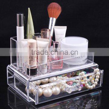 Custom design luxury clear acrylic makeup organizer with handle