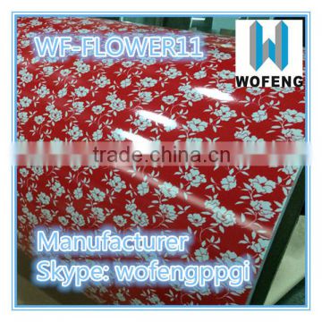 prepainted flower pattern coated galvanized ppgi in steel coil for building materials