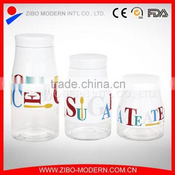 High Quality Coating Round Glass Jars And Lids Wholesale Glass Storage Jar Set