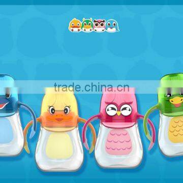 factory direct supply cartoon design pp baby straw water bottle with handle