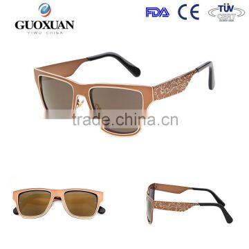 2015 retro half-frame sunglasses with acrylic lense and metal hinge