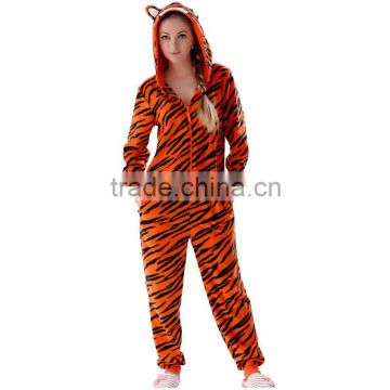 Adult Micro Fleece Animal Onesie Hooded Costume Pajama Suit Overall Tiger Onesie For Women Men