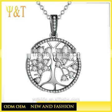 Jingli Jewelry 925 sterling silver diamond tree of life necklaces(AN-004)