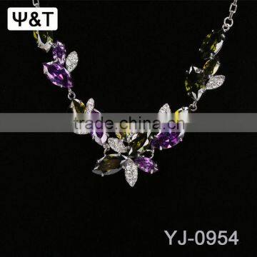 Multi Pendant Jewelry Trendy Long Leather Tassel Bib Crystal Rosary Necklace