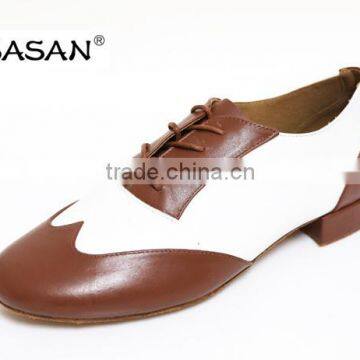 Brown Leather Fashion Men Dance Shoes Low Heel 7777