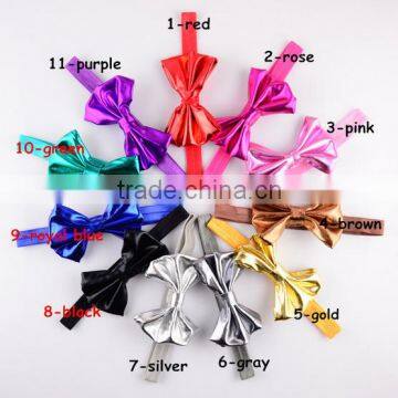 11 colors Flash material Bow hair band for baby