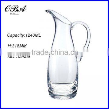 Wholesale Large Water Decanter and Glass / Oblique Mouth Clear Water Decanter With Handle photo-3